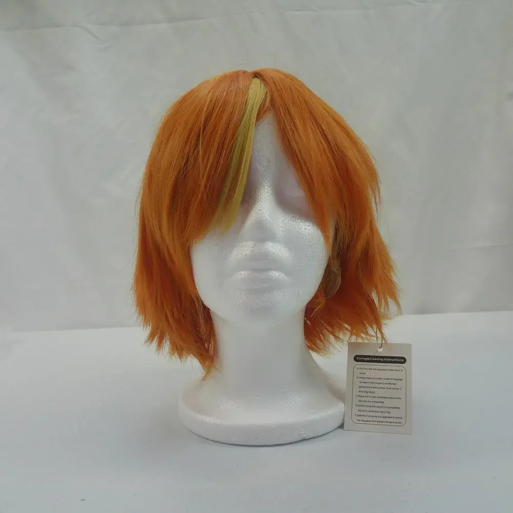 Short Orange Cosplay Wig with Yellow Streak – Layered Style